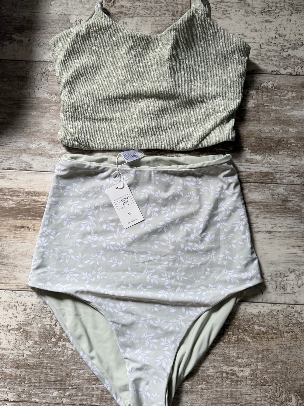 Coral Bay Sage High-Waist Bikini Set - Sage Green